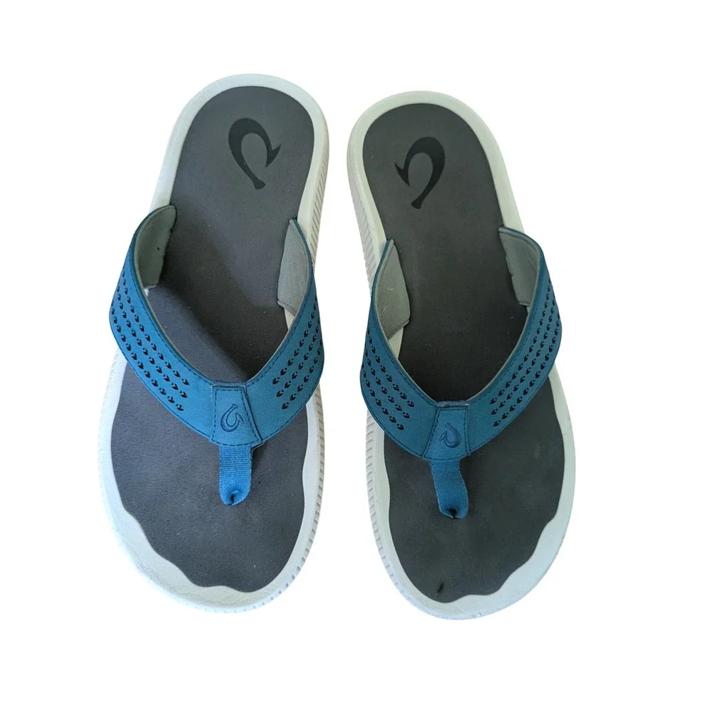 OluKai Ulele Sandals Men 11-12 Beach Surf Coastal Summer Comfort Flip Flops